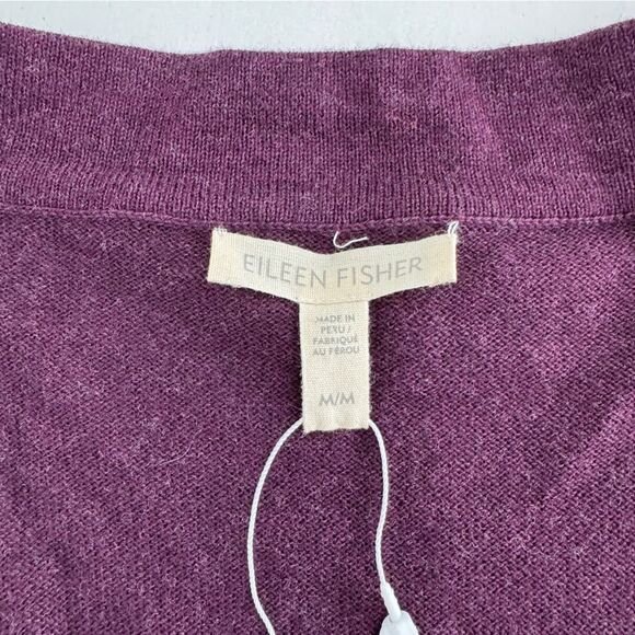Eileen Fisher Purple V-Neck Sweater Relaxed Fit Size Medium NWT - Picture 4 of 8